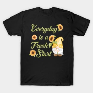 Everyday is a Fresh Start, Gnome with Sunflowers T-Shirt